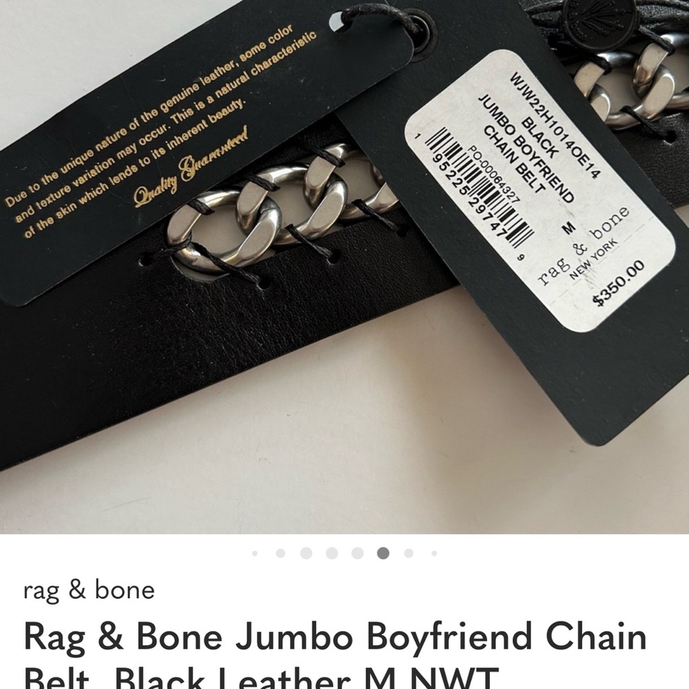 Rag & Bone Jumbo Boyfriend Chain Belt, Black Leather M NWT - Picture 6 of 10